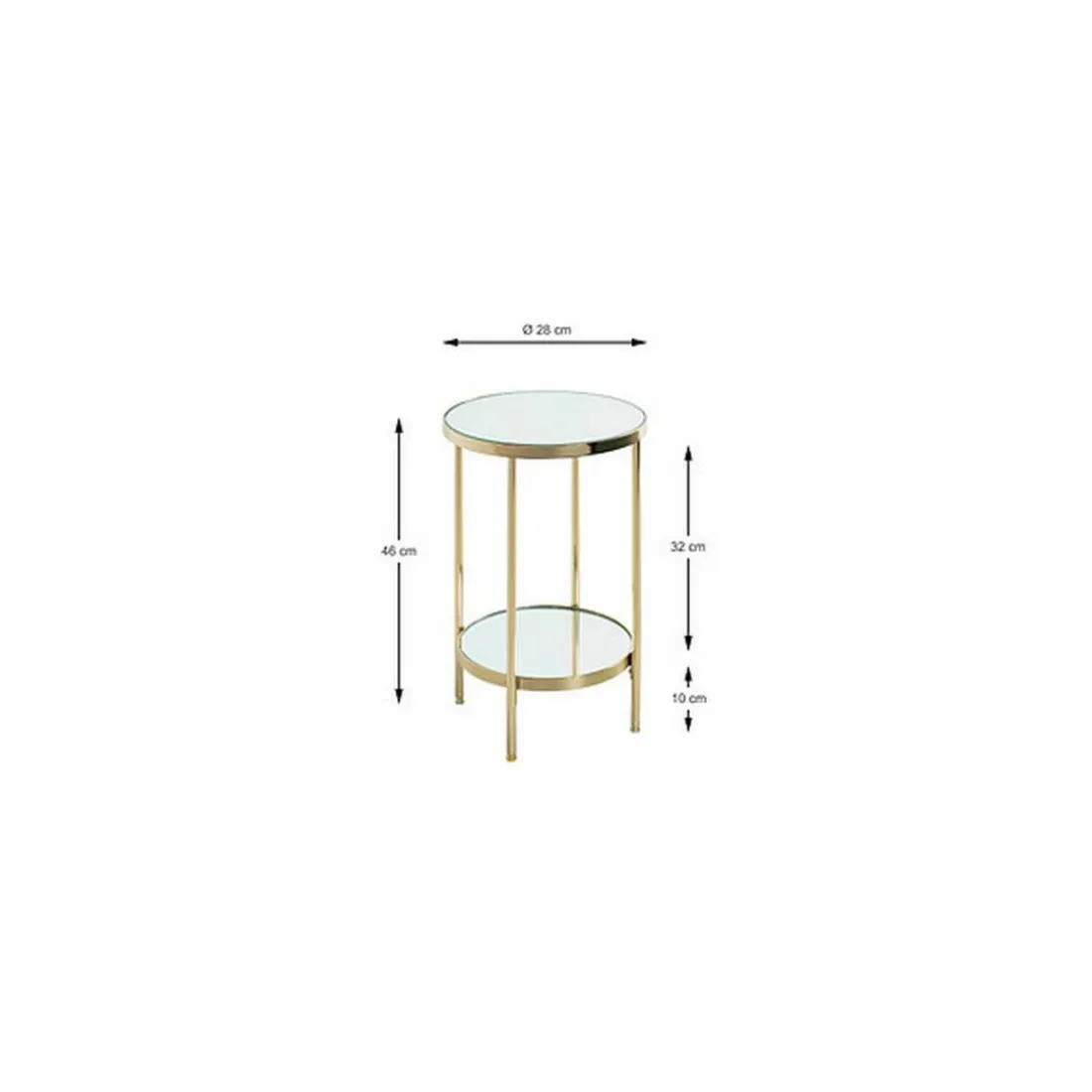 Table d'appoint ronde avec étagères en verre miroir