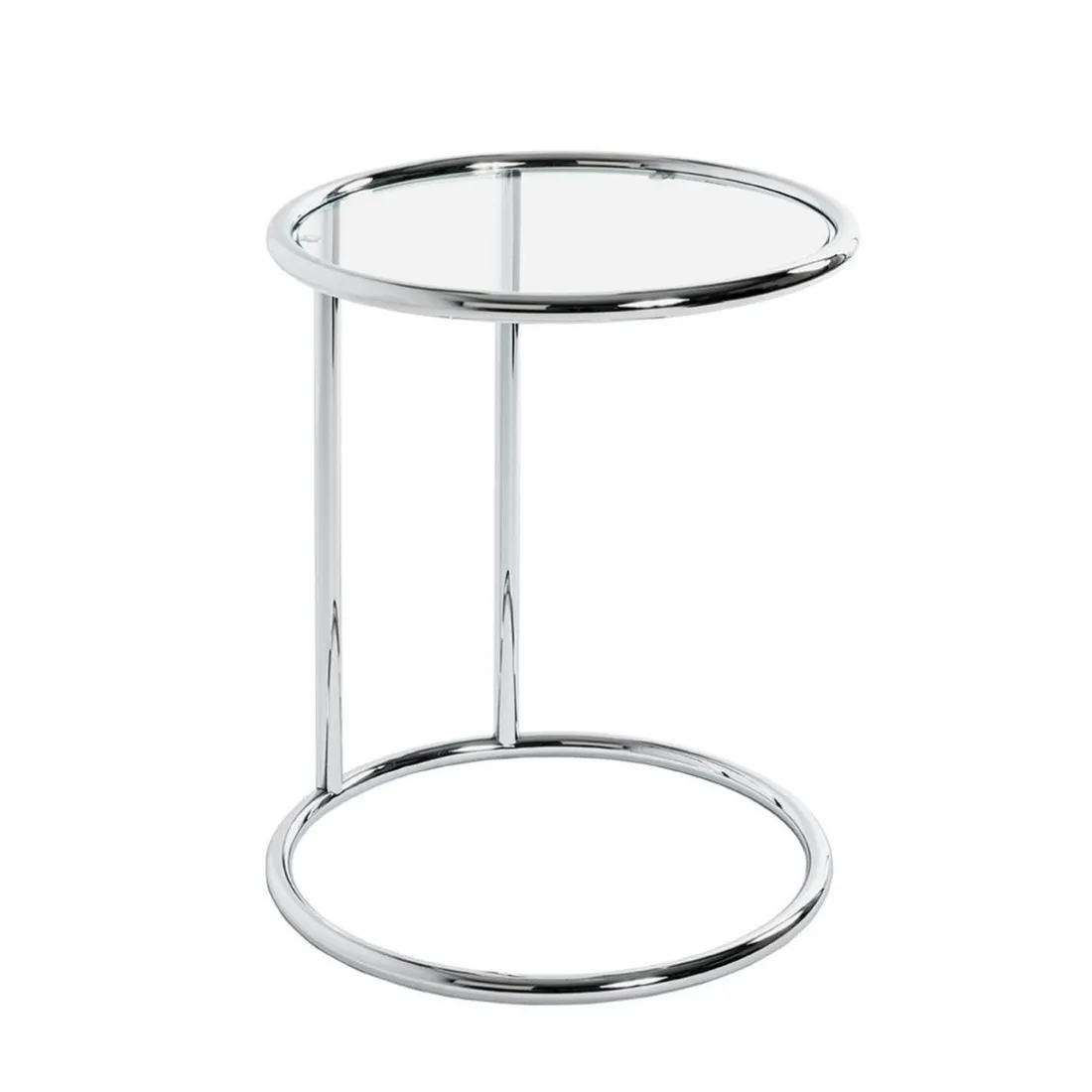 Table d'appoint ronde chromé plateau verre trempé