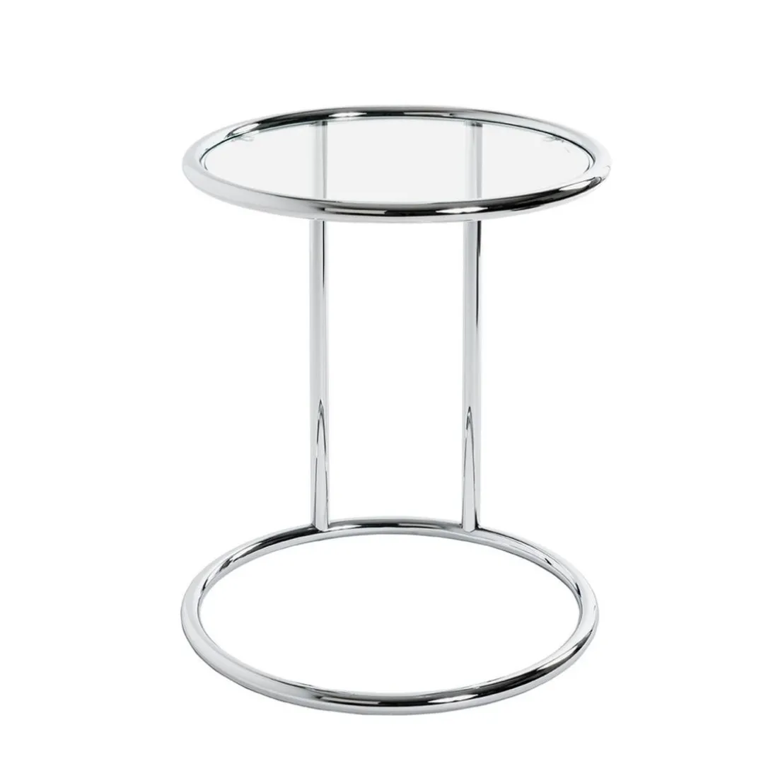 Table d'appoint ronde chromé plateau verre trempé