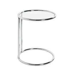 Table d'appoint ronde chromé plateau verre trempé