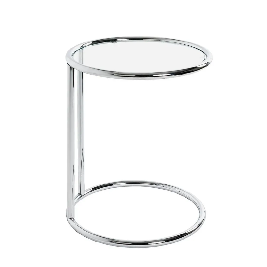 Table d'appoint ronde chromé plateau verre trempé