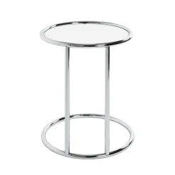 Table d'appoint ronde chromé plateau verre trempé