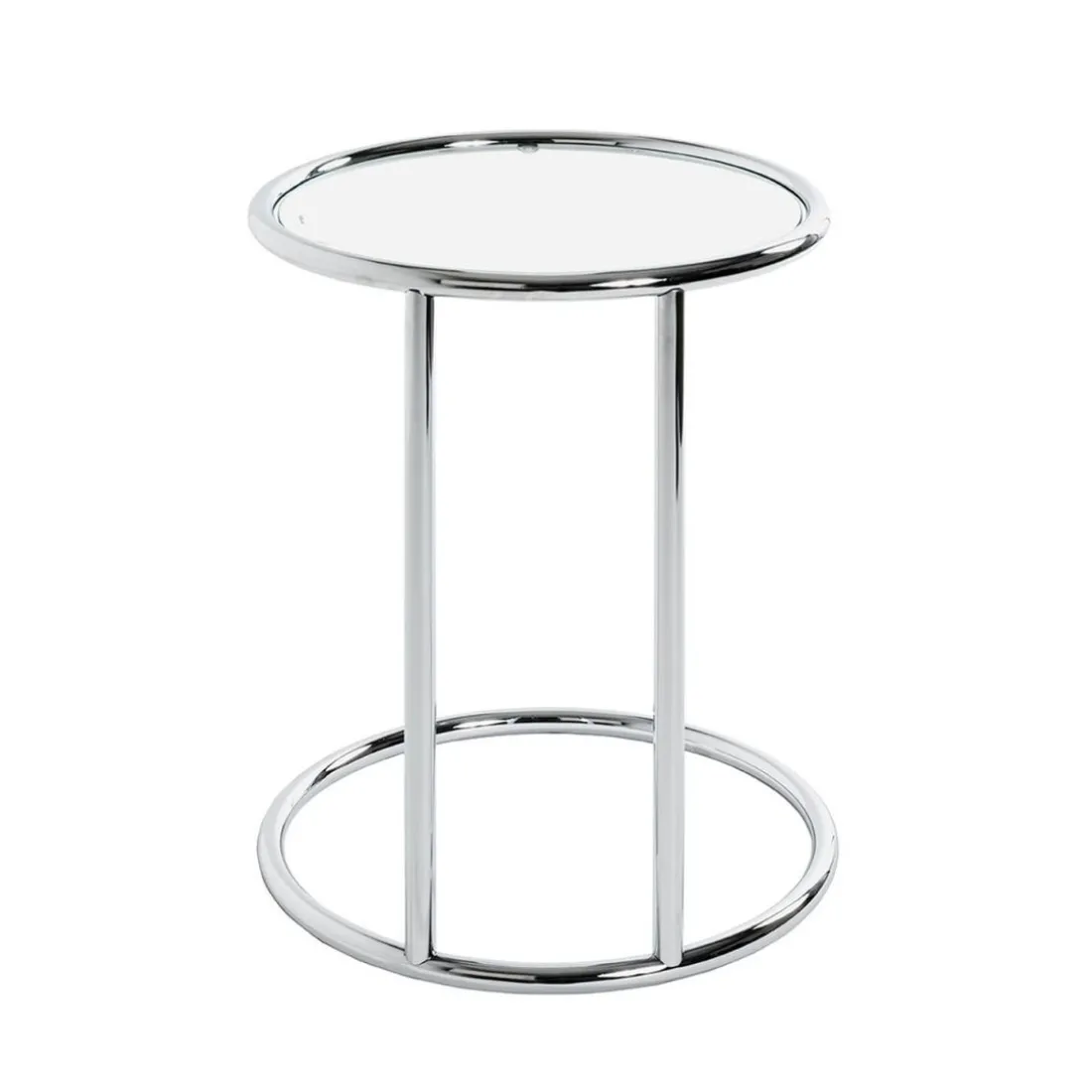 Table d'appoint ronde chromé plateau verre trempé