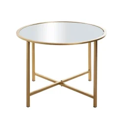 Table d'appoint ronde Dorée en Métal laqué