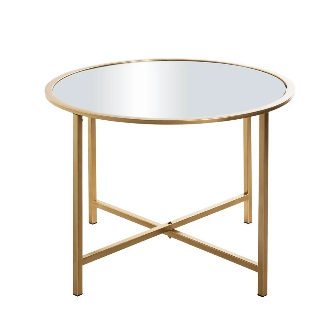 Table d'appoint ronde Dorée en Métal laqué