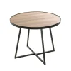 Table d'appoint ronde Noir en Métal laqué et plateau décor chêne