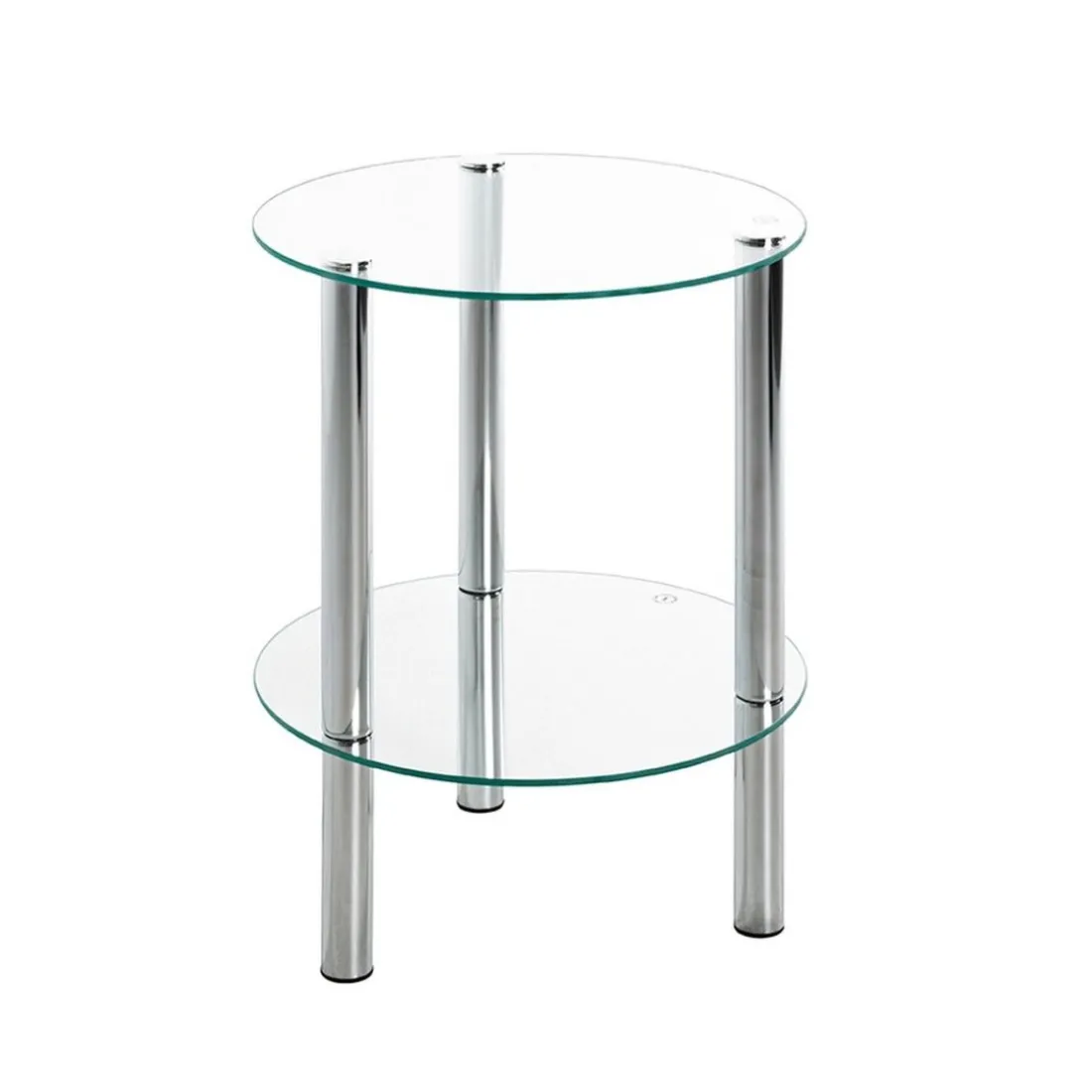 Table d'appoint ronde plateau en verre transparent
