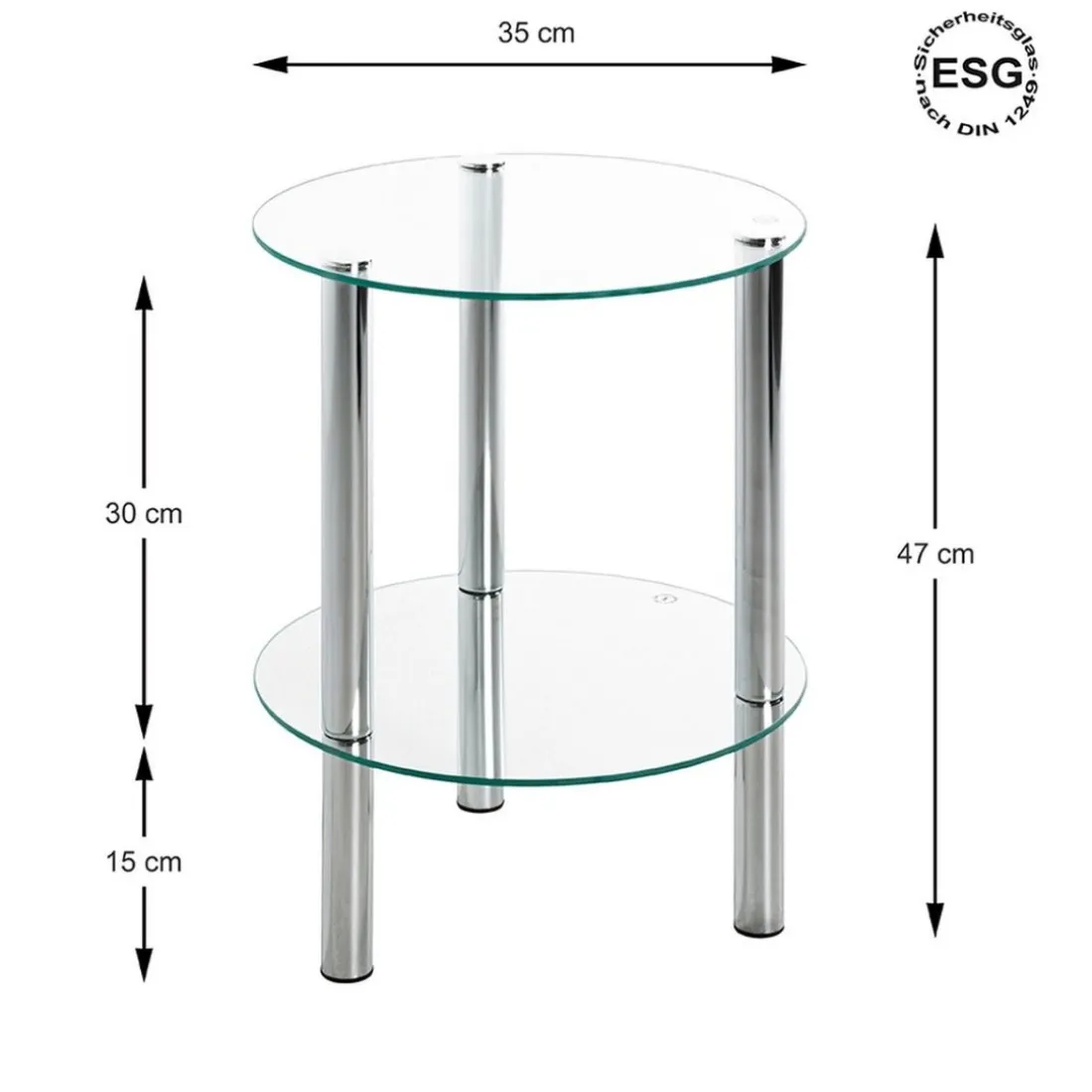 Table d'appoint ronde plateau en verre transparent