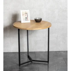 Table d'appoint ronde plateau chène