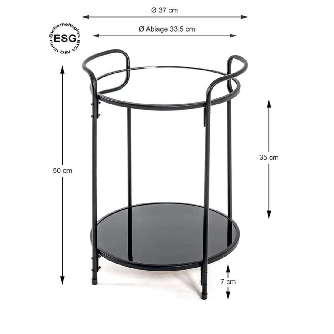 Table d'appoint ronde structure en tube d'acier laqué