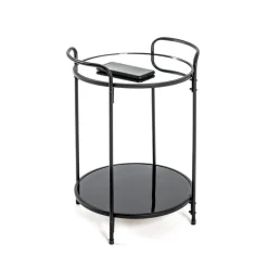 Table d'appoint ronde structure en tube d'acier laqué