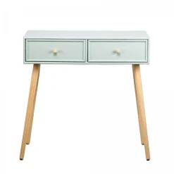 Table d'Appoint Scandinave en Bois 2 Tiroirs NISHIO - Verte