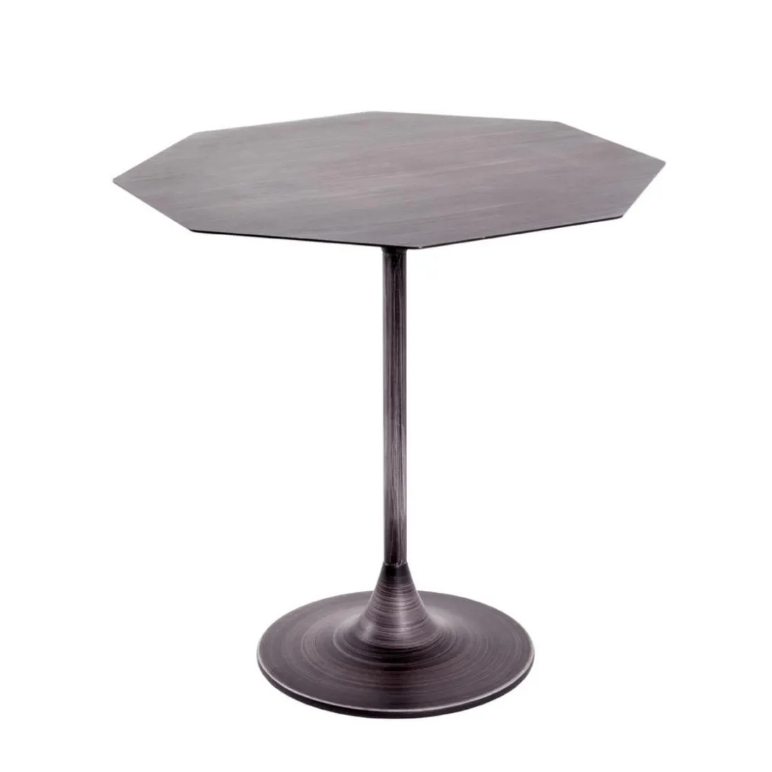 Table d'appoint structure en Acier laqué avec plateau en Métal massif laqué Noir grisonnant