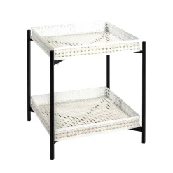 Table d'appoint structure en tube d'acier laqué blanc