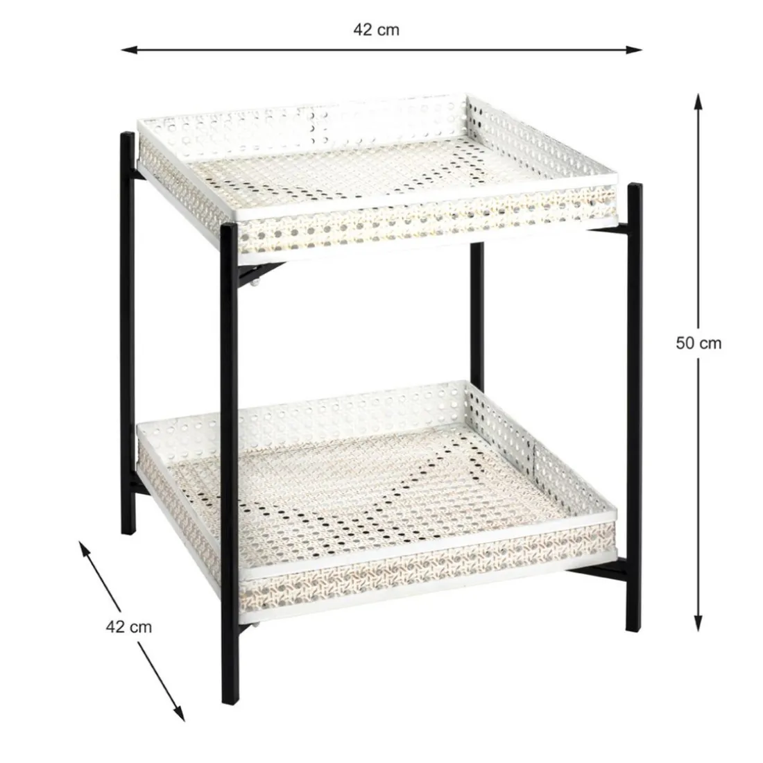 Table d'appoint structure en tube d'acier laqué blanc