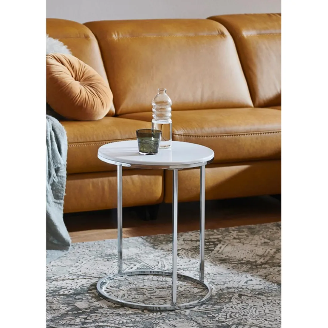 table d'appoint Structure en tube d'acier chromé