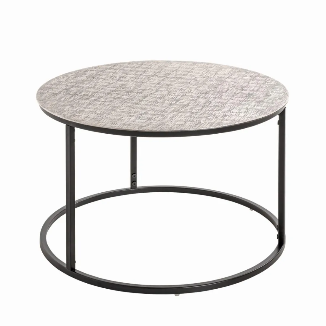 Table d'appointe plateau en structure aluminium argenté en tube d'acier laqué noir