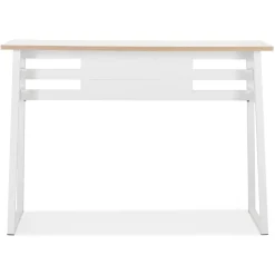 Table de bar haute 'NIKI' bois et métal blanc
