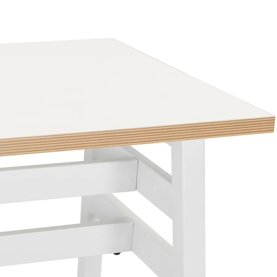 Table de bar haute 'NIKI' bois et métal blanc