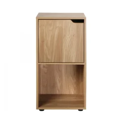 Table de chevet 2 cases décor bois 1 porte en bois