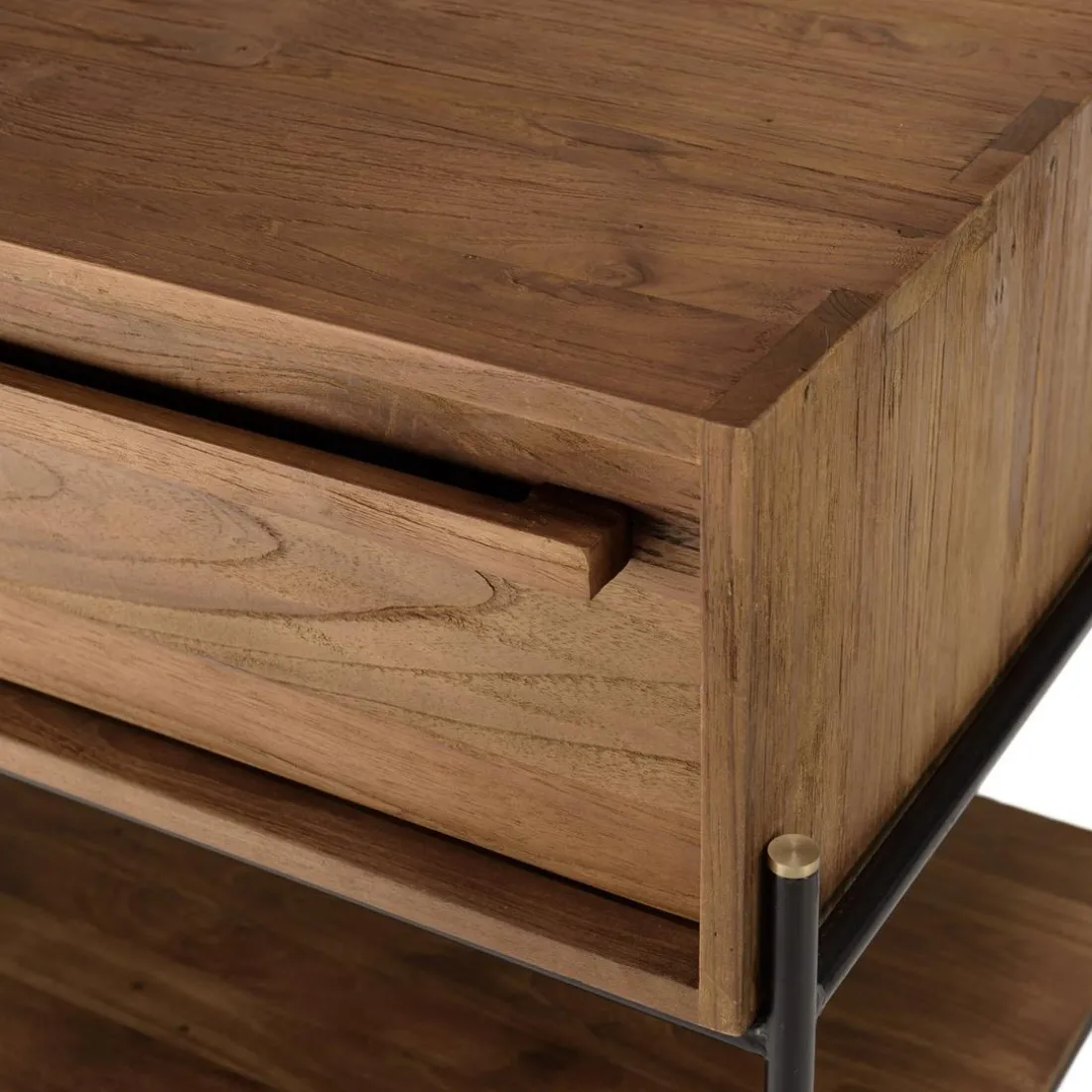 Table de chevet 1 niche bois de teck recyclé