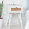Table de chevet 1 tiroir avec cannage Dalgora Blanc