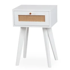 Table de chevet 1 tiroir avec cannage Dalgora Blanc