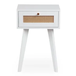 Table de chevet 1 tiroir avec cannage Dalgora Blanc