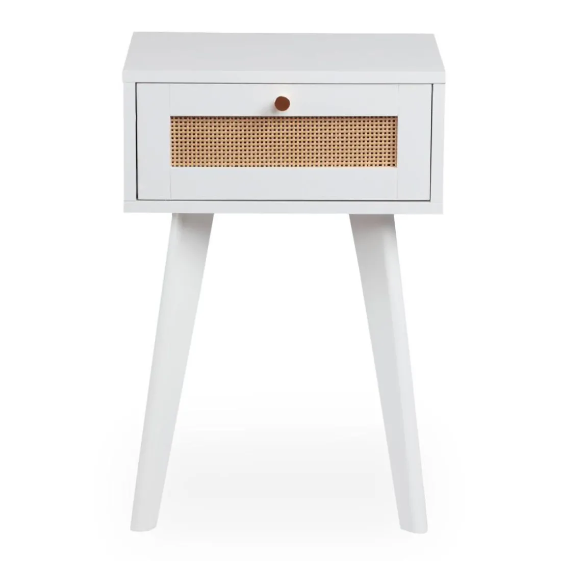 Table de chevet 1 tiroir avec cannage Dalgora Blanc