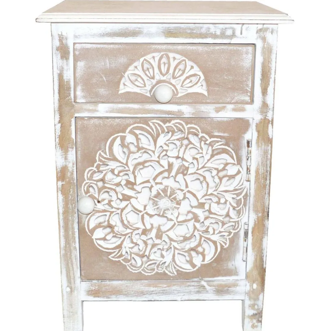Table de chevet 1 tiroir et 1 porte battante Tasha Vintage