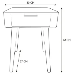 Table de Chevet 1 Tiroir En Bois Taupe