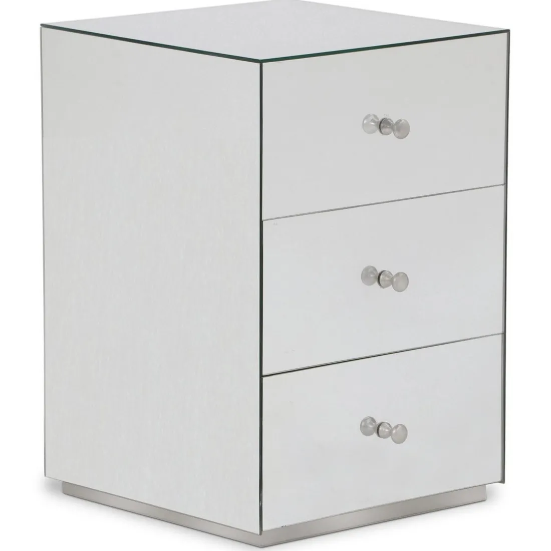 Table De Chevet 3 Tiroirs NARCISSO Pied Argent