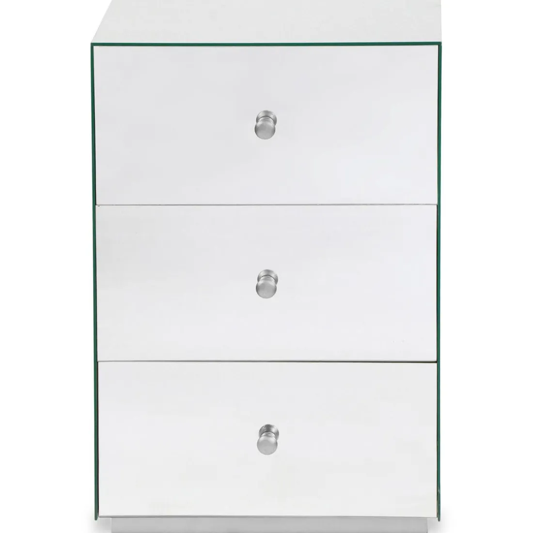 Table De Chevet 3 Tiroirs NARCISSO Pied Argent