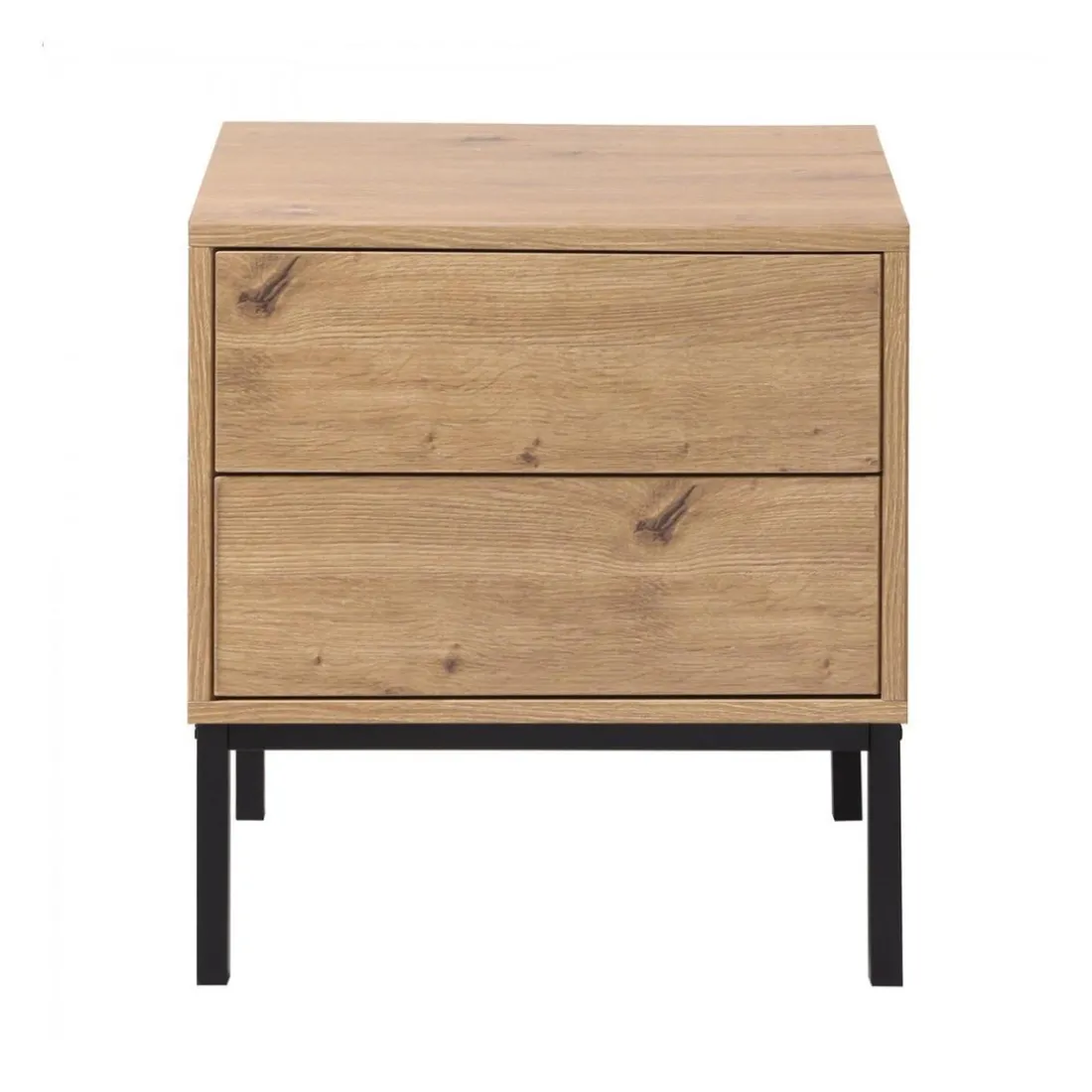 Table de Chevet 2 Tiroirs Décor Bois en bois Beige