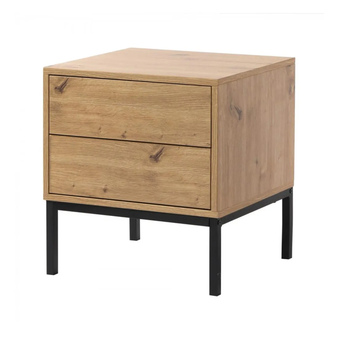 Table de Chevet 2 Tiroirs Décor Bois en bois Beige