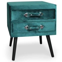 Table de chevet 2 tiroirs Bardo Velours Vert