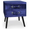 Table de chevet 2 tiroirs Bardo Velours Bleu