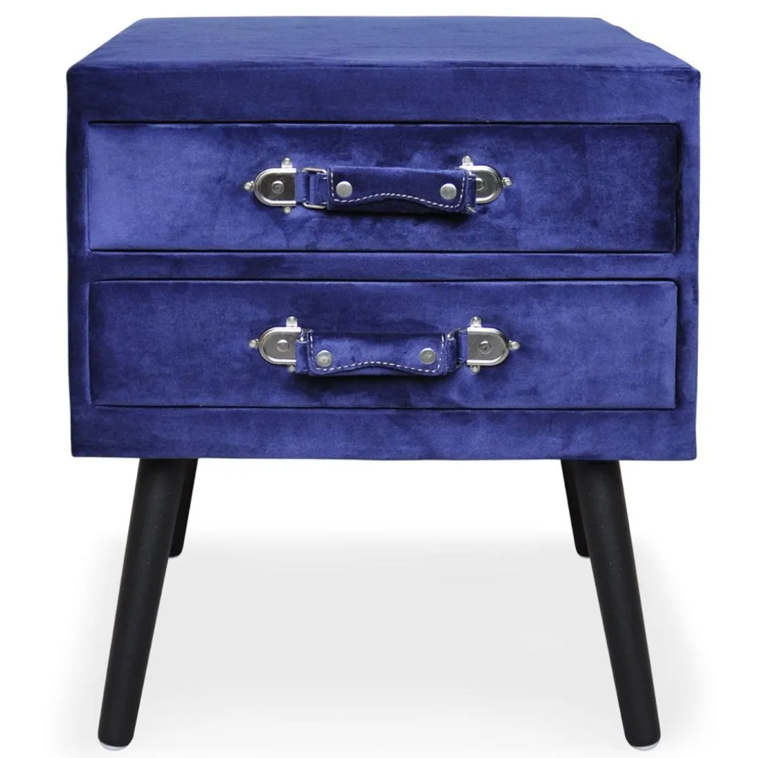 Table de chevet 2 tiroirs Bardo Velours Bleu