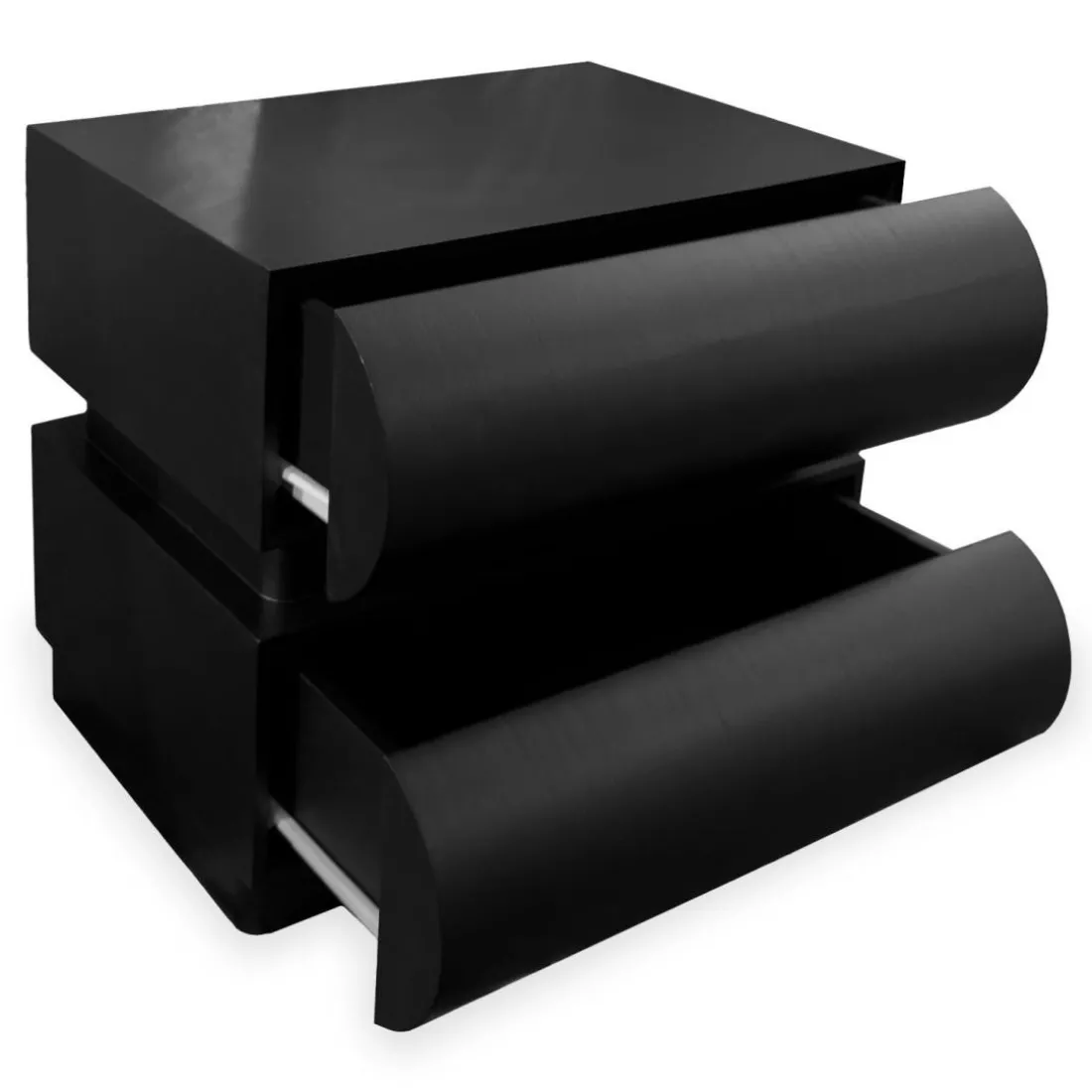 Table de chevet avec 2 tiroirs arrondis Mezade Noir