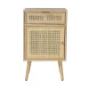Table de chevet avec cannage en rotin naturel