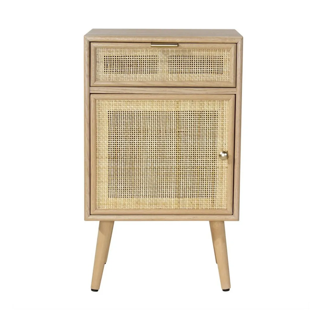 Table de chevet avec cannage en rotin naturel