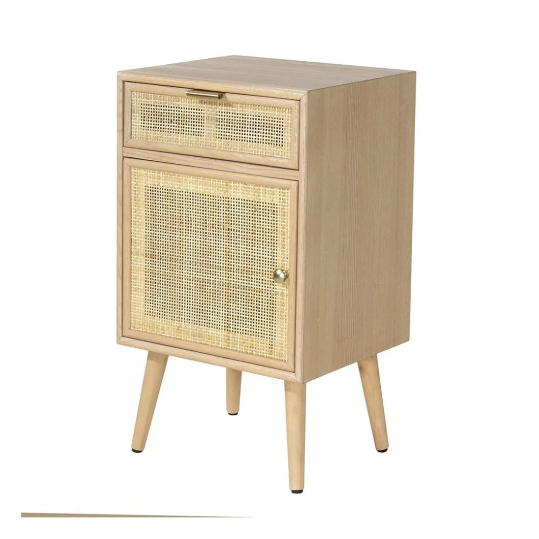 Table de chevet avec cannage en rotin naturel