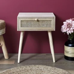 Table de Chevet CANNAGE 1 Tiroir Bois