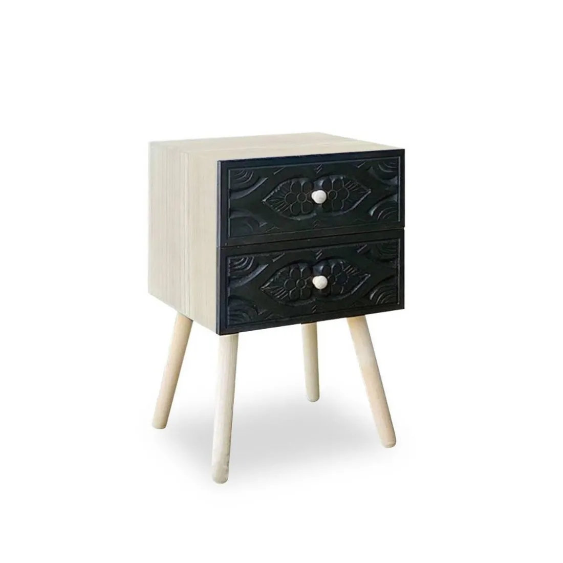 Table de chevet Catana 2 tiroirs Noir Carbone