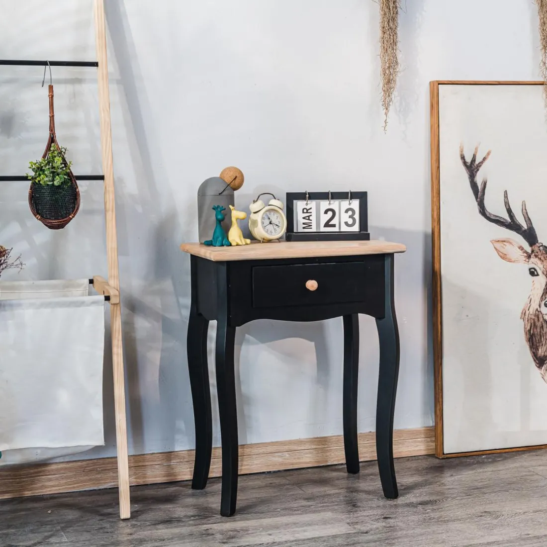 Table de chevet en bois Noir