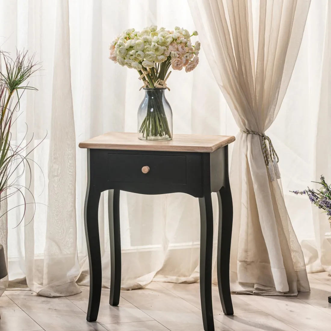 Table de chevet en bois Noir