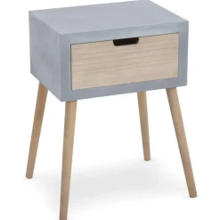 Table De Chevet Grise et Bois 1 Tiroir VERAH