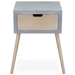 Table De Chevet Grise et Bois 1 Tiroir VERAH