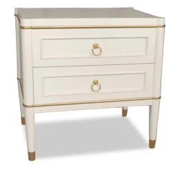 Table de chevet élégante 2 tiroirs Optimus Beige clair et Or