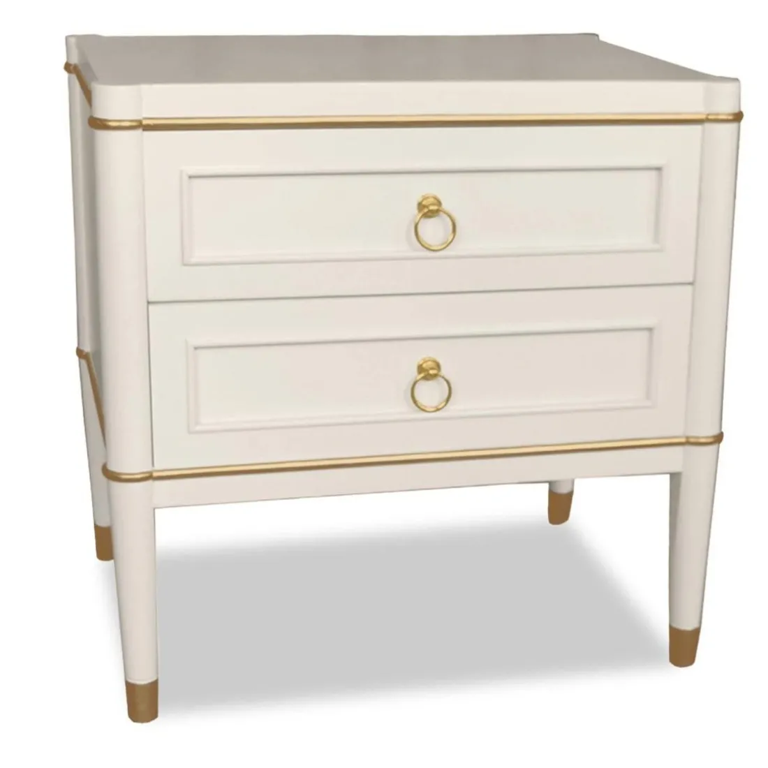 Table de chevet élégante 2 tiroirs Optimus Beige clair et Or